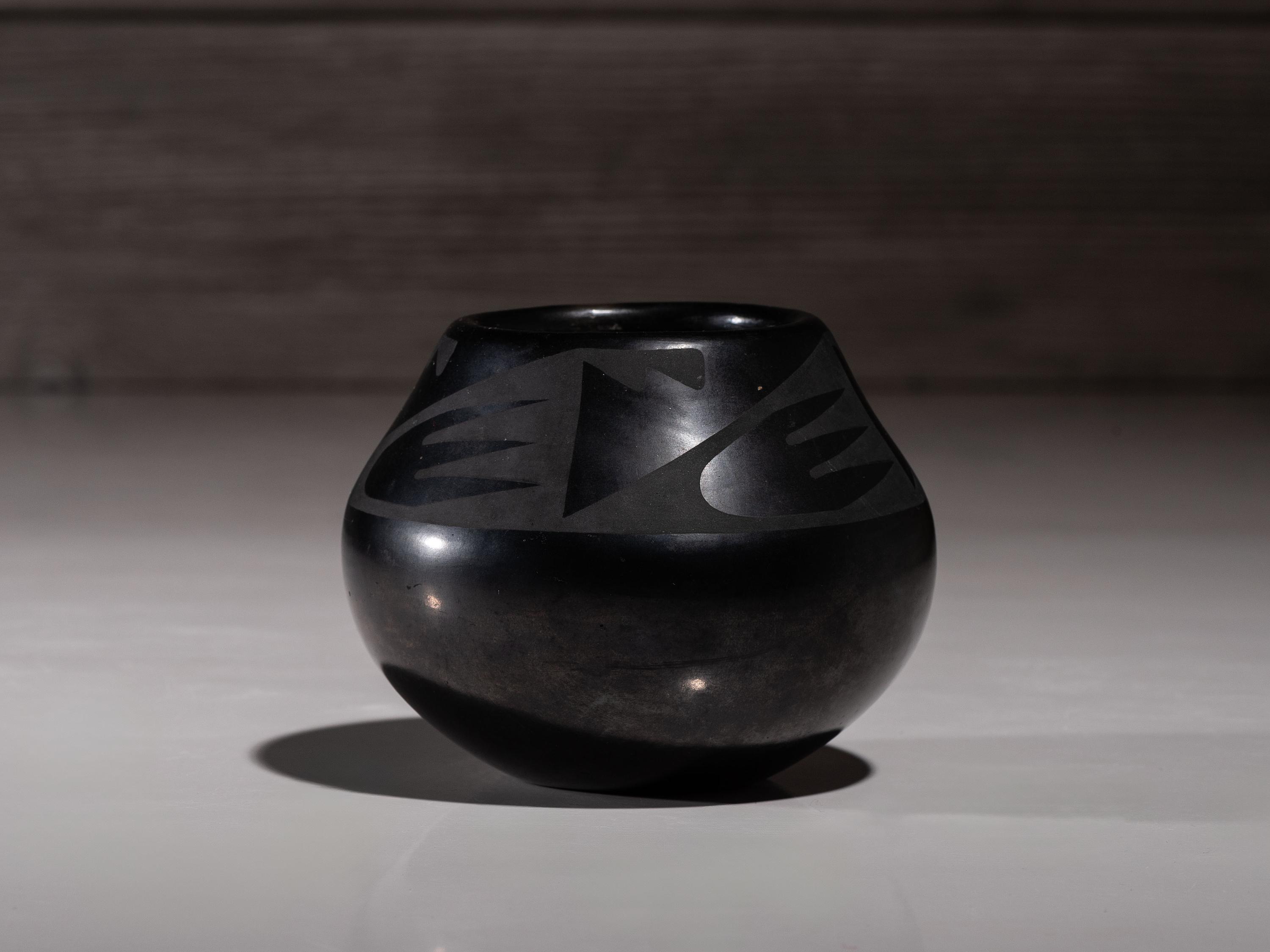 Blackware Pottery Jar, with Gunmetal Finish July 1963