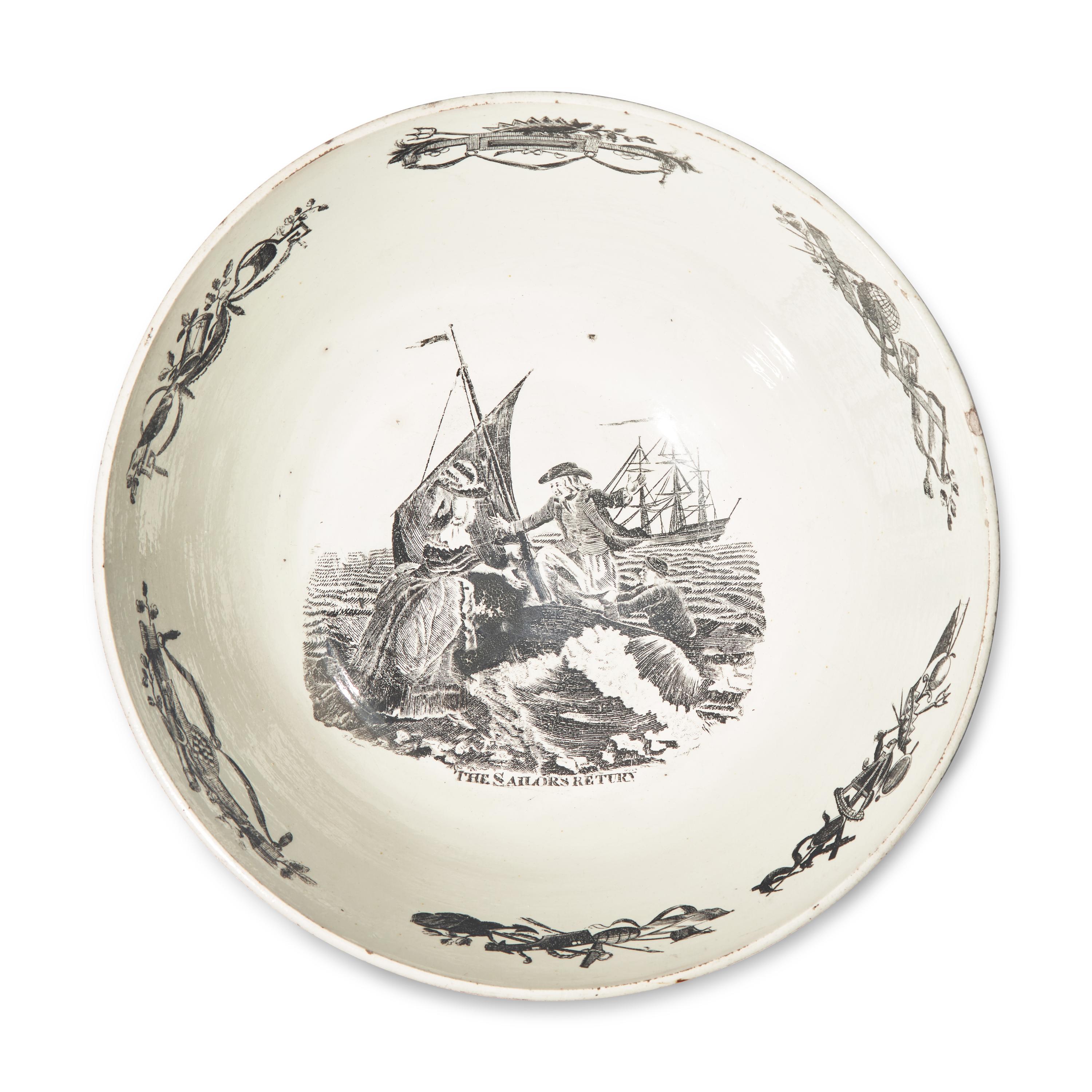 A Group of Three Liverpool Transfer-Decorated Table Items