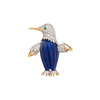 TIFFANY & CO., LAPIS LAZULI, DIAMOND, AND EMERALD PENGUIN BROOCH