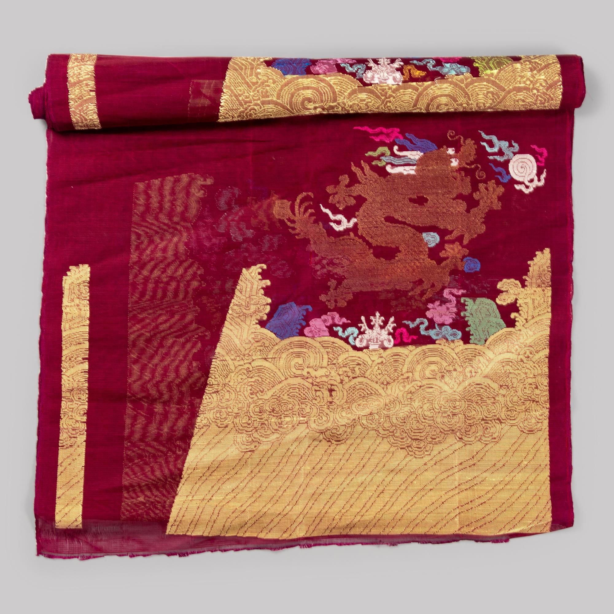 Two Sets of Uncut Silk Gauze Dragon Robe Yardage