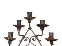 A Pair of Mizner Wrought Iron Seven-Light Floor Candelabra