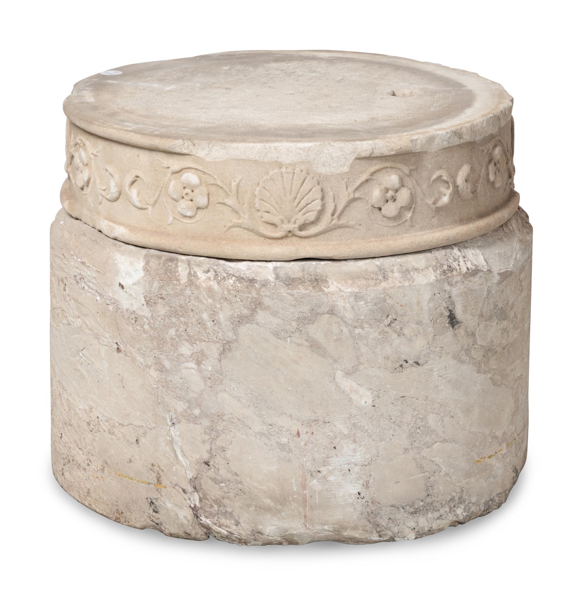 A Continental Carved Marble Fountain