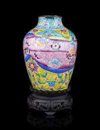 A Famille Rose Painted Enamel on Copper 'Trompe L’oeil' Jar