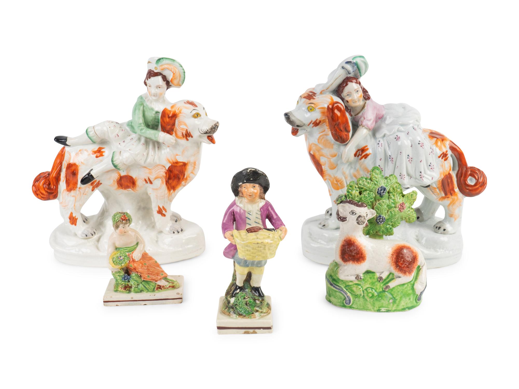 A Group of Five Staffordshire Figures — 19TH CENTURY