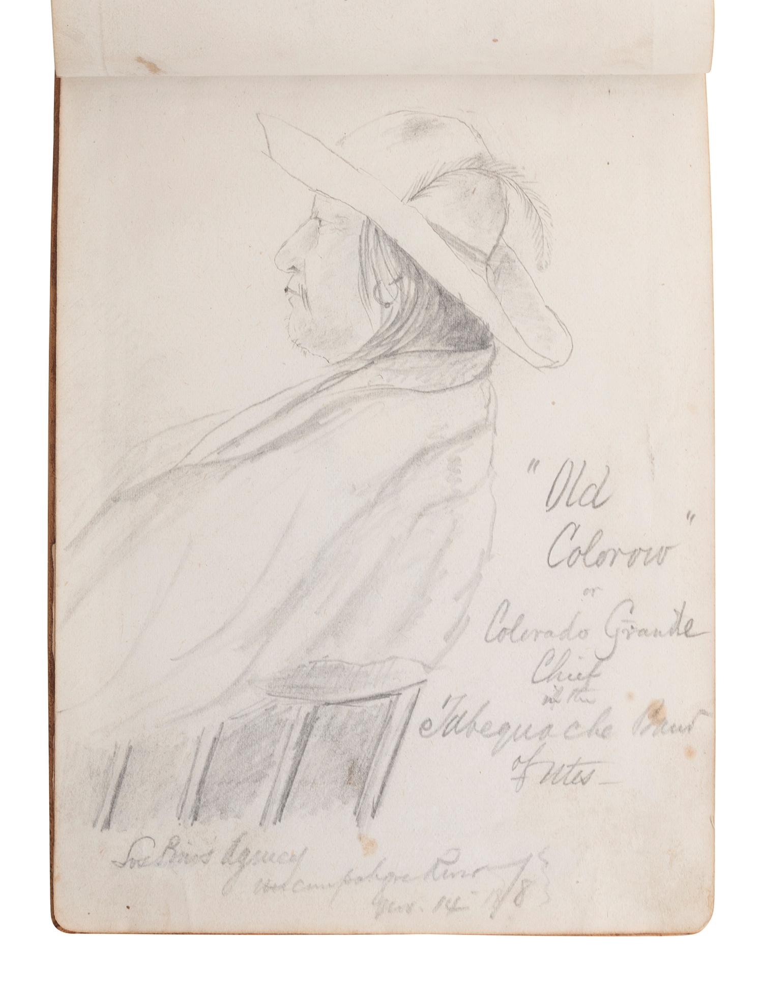 [WESTERN AMERICANA] -- [NATIVE AMERICANS]. Collection of sketches drawn and compiled by U.S. Army officer Charles A.H. McCauley while serving in various military posts, including Native American ledger art from the Los Piños Ute Indian Agency.