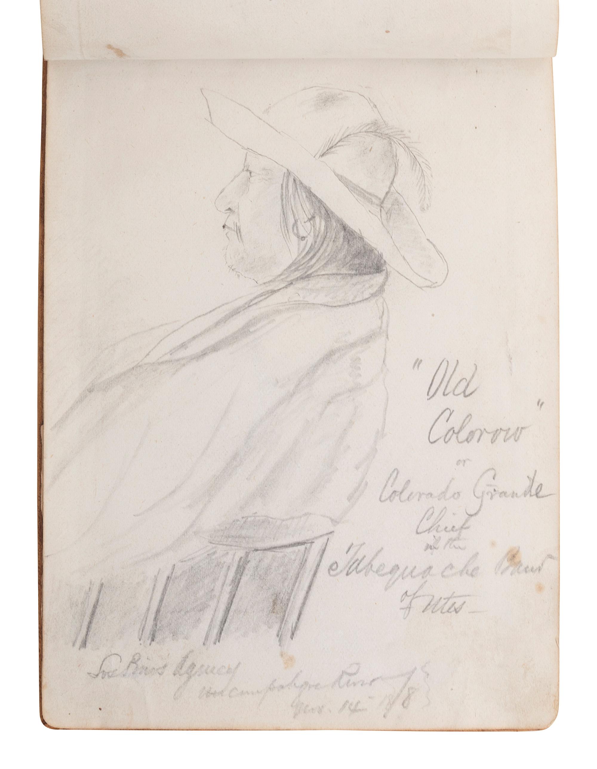 [WESTERN AMERICANA] -- [NATIVE AMERICANS]. Collection of sketches drawn and compiled by U.S. Army officer Charles A.H. McCauley while serving in various military posts, including Native American ledger art from the Los Piños Ute Indian Agency.