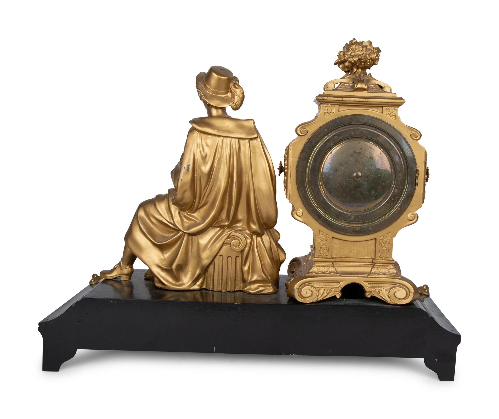 An Ansonia Gilt Metal Figural Mantel Clock — LATE 19TH CENTURY