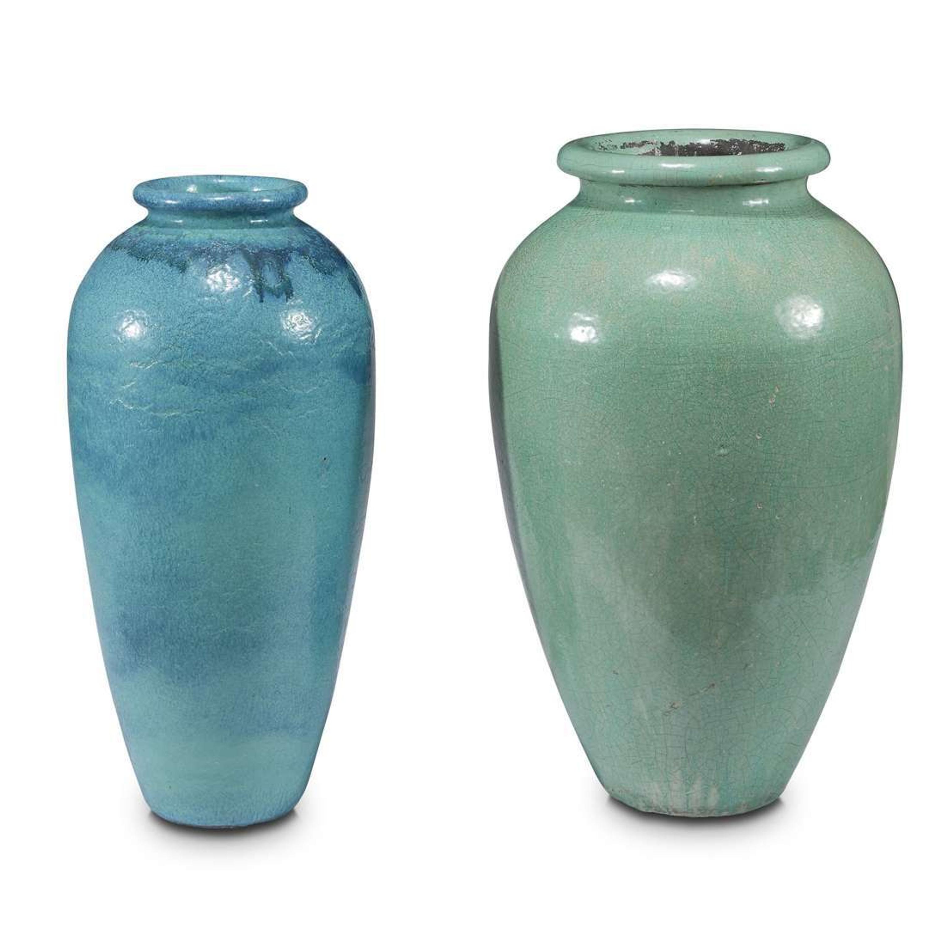 Two large glazed ceramic floor vases possibly by galloway, circa 1920s