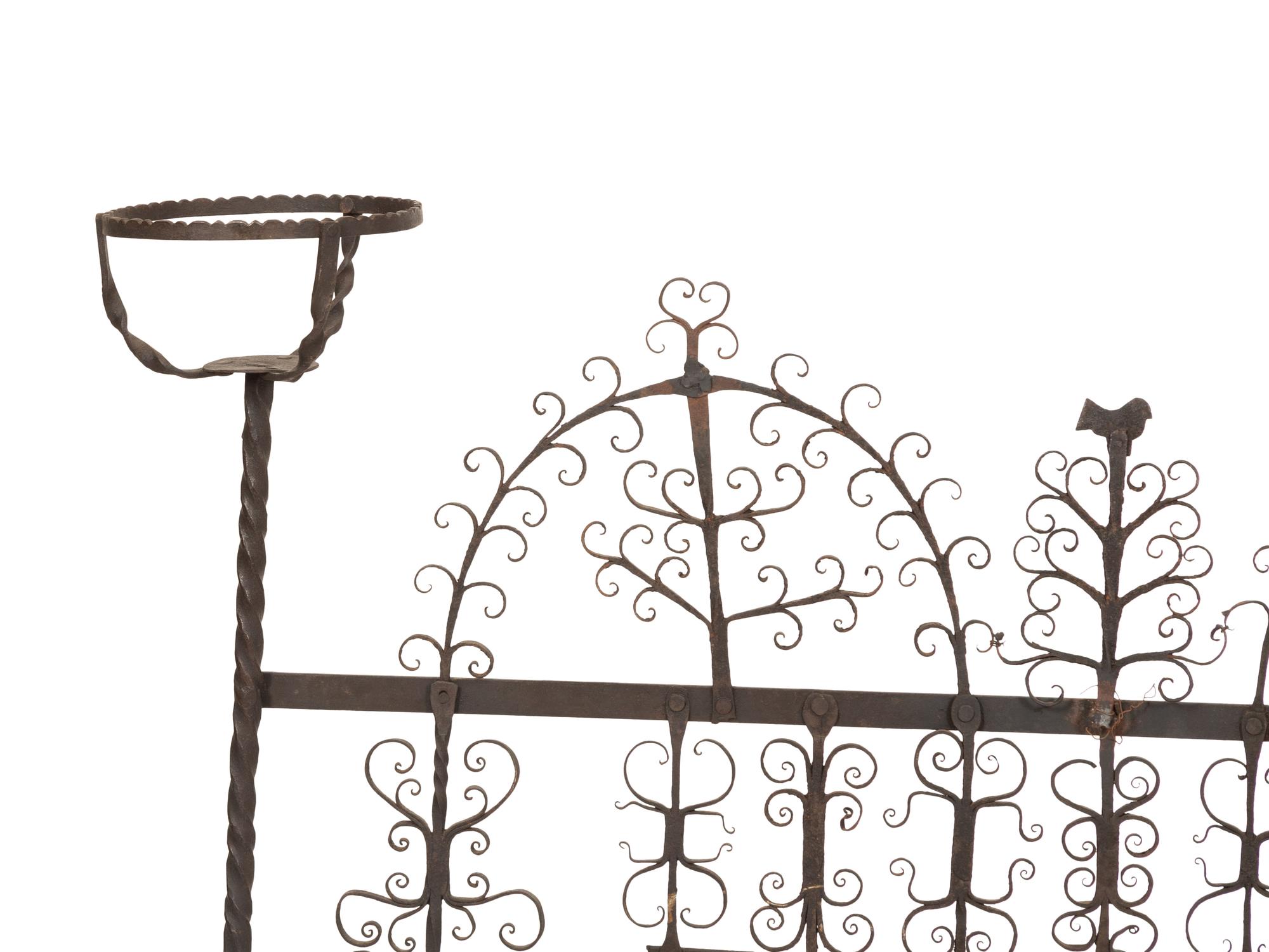 A Mizner Wrought Iron Fire Screen with Candleholders