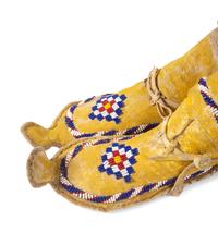 Apache Child's Beaded Boot Moccasins, with Yellow Ochre