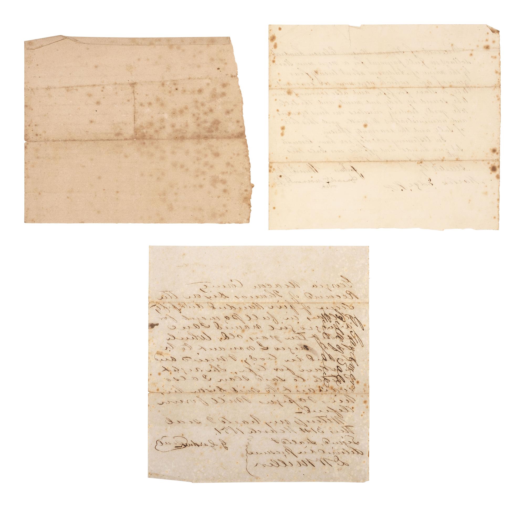 [SLAVERY & ABOLITION]. Bills of sale for African Americans enslaved by Thomas Dixon (1815-1879), Sheriff of Macon County, Georgia.
