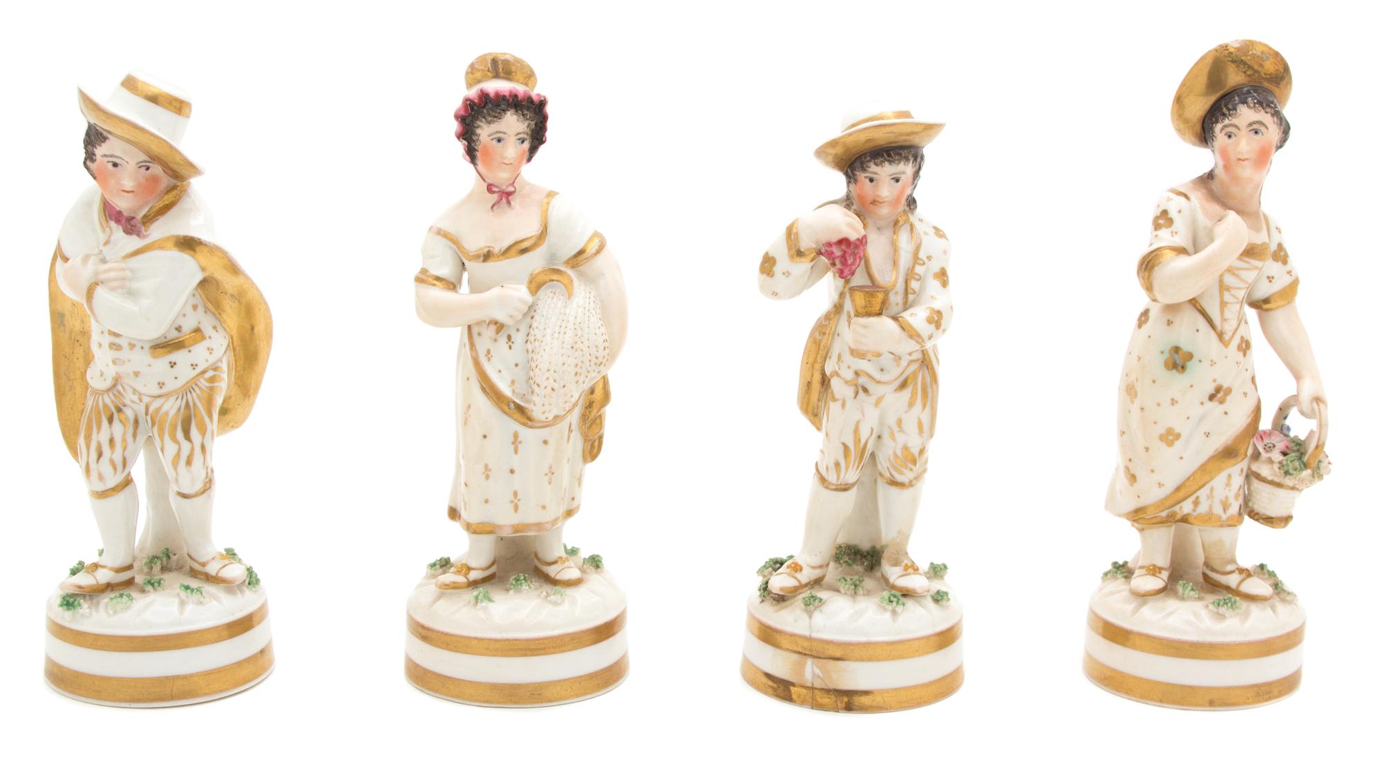 Four English Lloyd of Shelton Porcelain Figures of the Four Seasons Height of largest 5 inches. — 19TH CENTURY