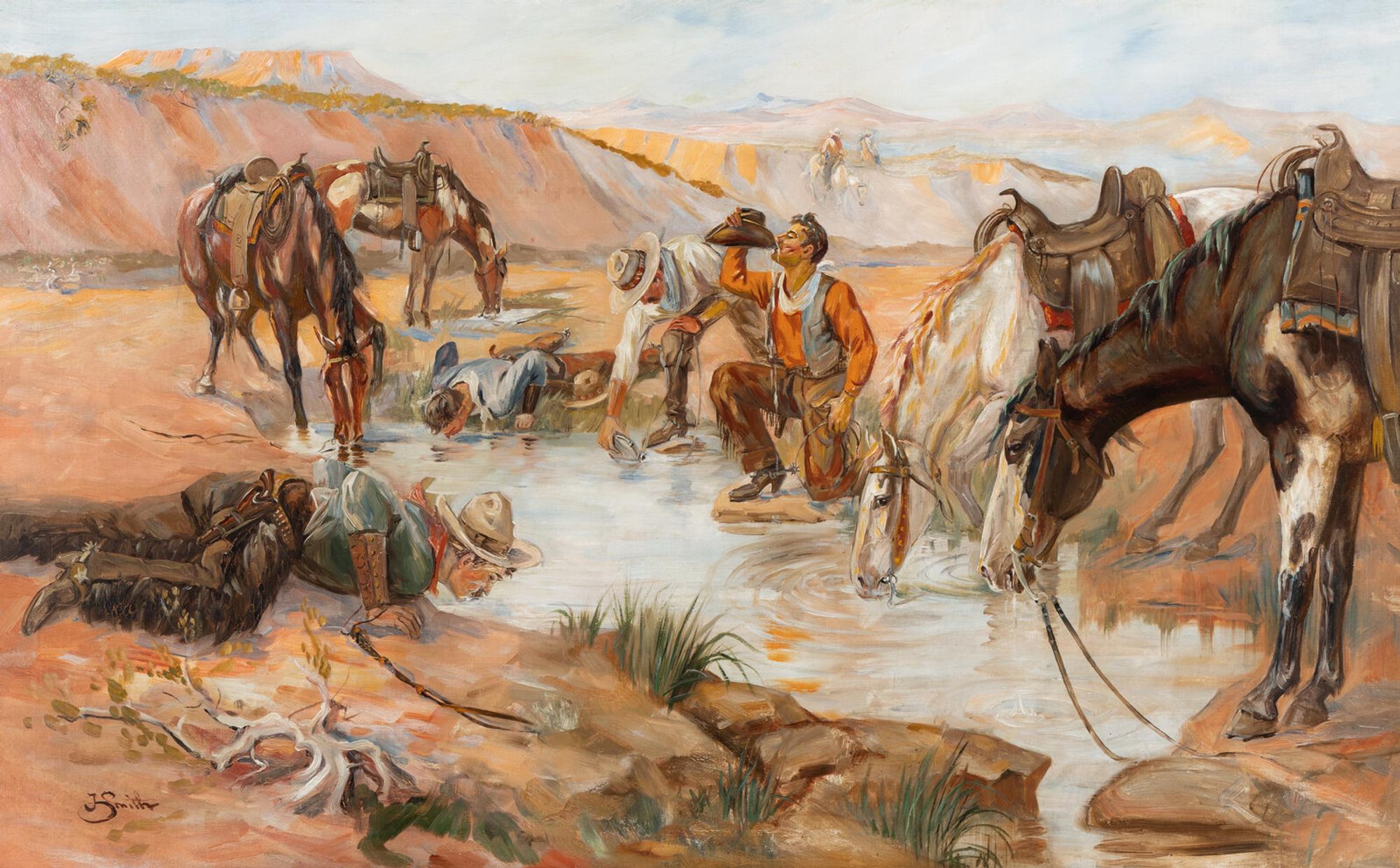 Jerome Howard Smith (American, 1861–1941) — Pit Stop at the Watering Hole