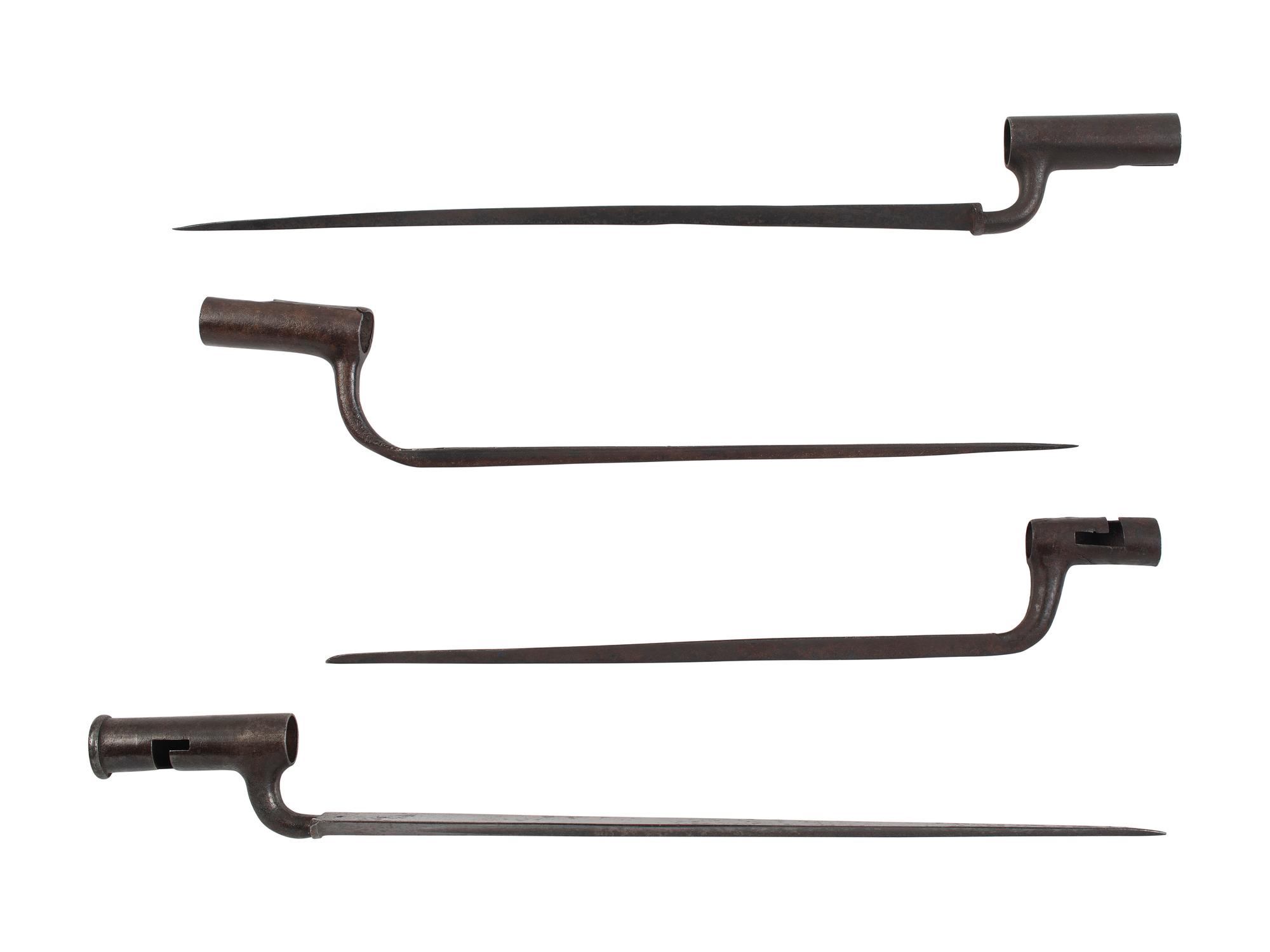 [MILITARIA]. 4 late 18th-early 19th century socket bayonets.