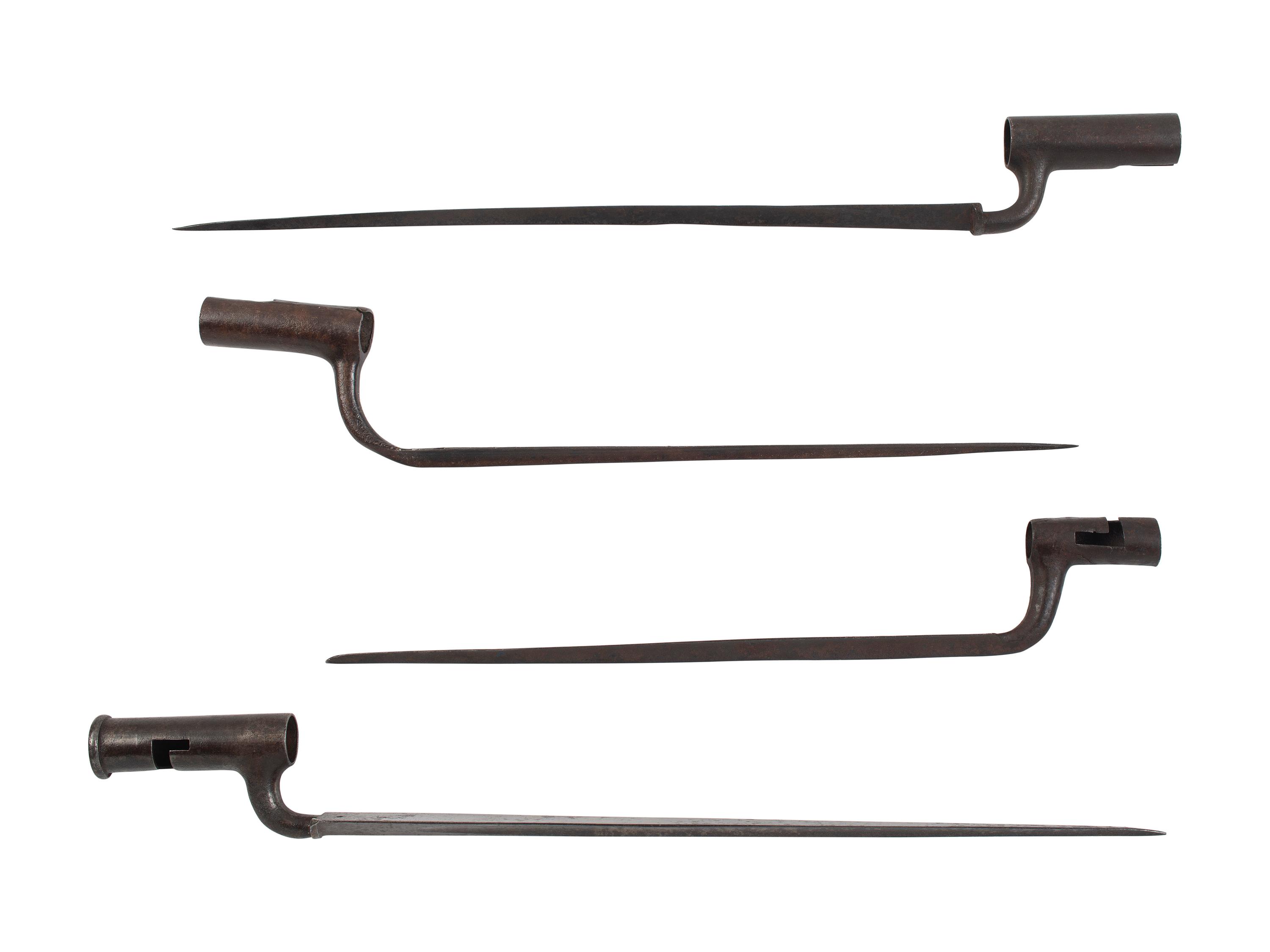 [MILITARIA]. 4 late 18th-early 19th century socket bayonets.