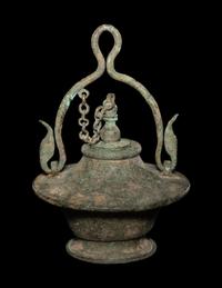 A Roman Bronze Lidded Aryballos
