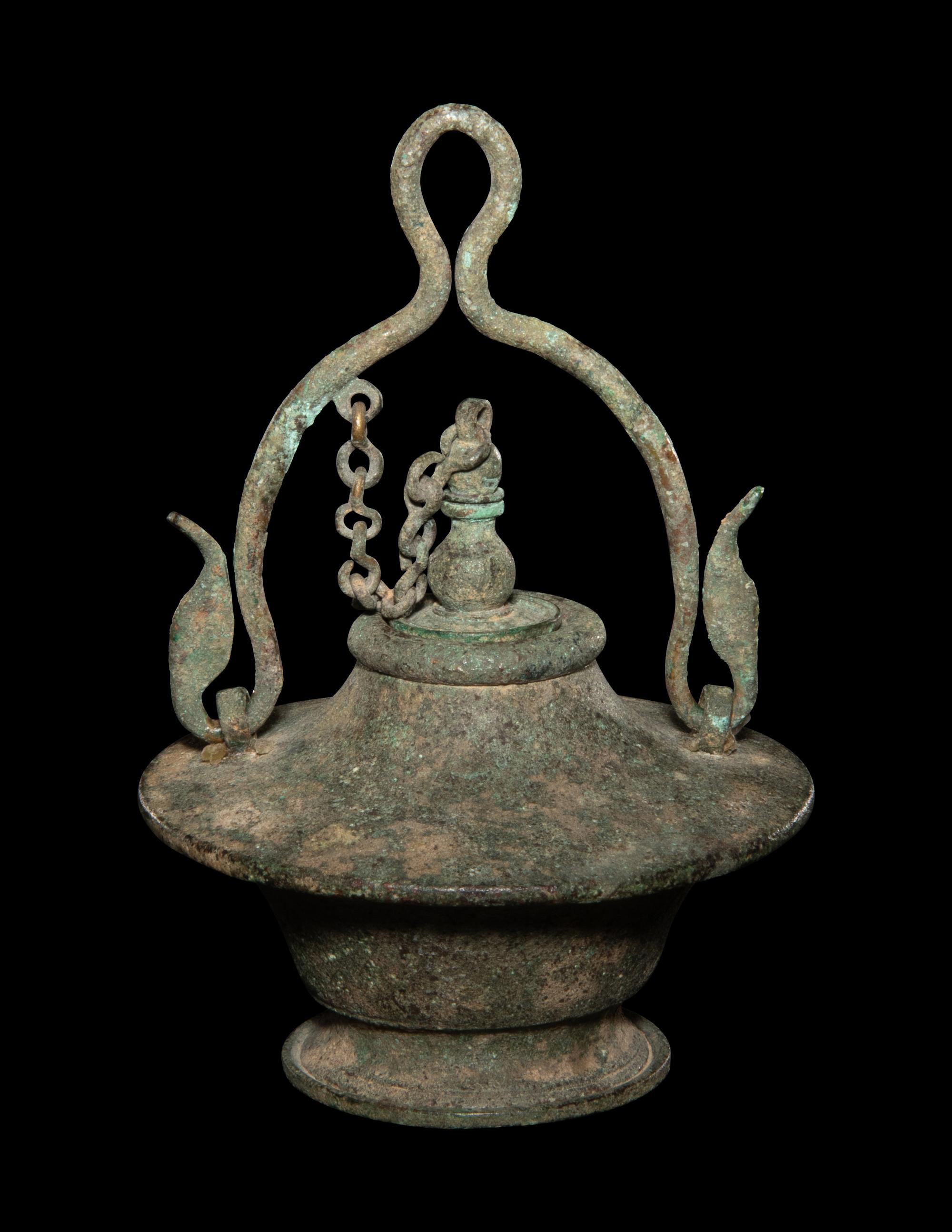 A Roman Bronze Lidded Aryballos