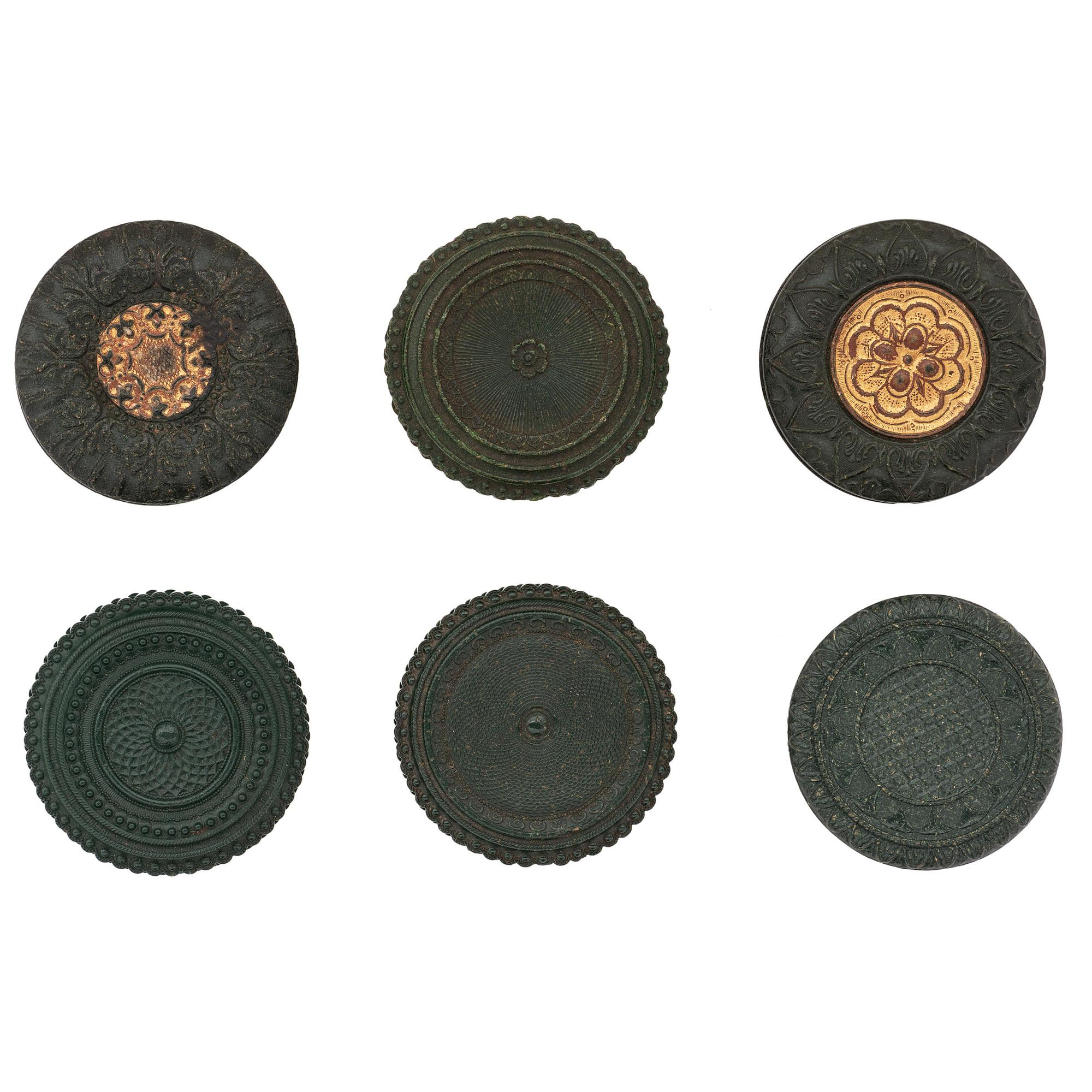 [EARLY PHOTOGRAPHY - UNION CASES]. A group of 6 assorted green "oreo" cases highlighted by Unique example, including:
