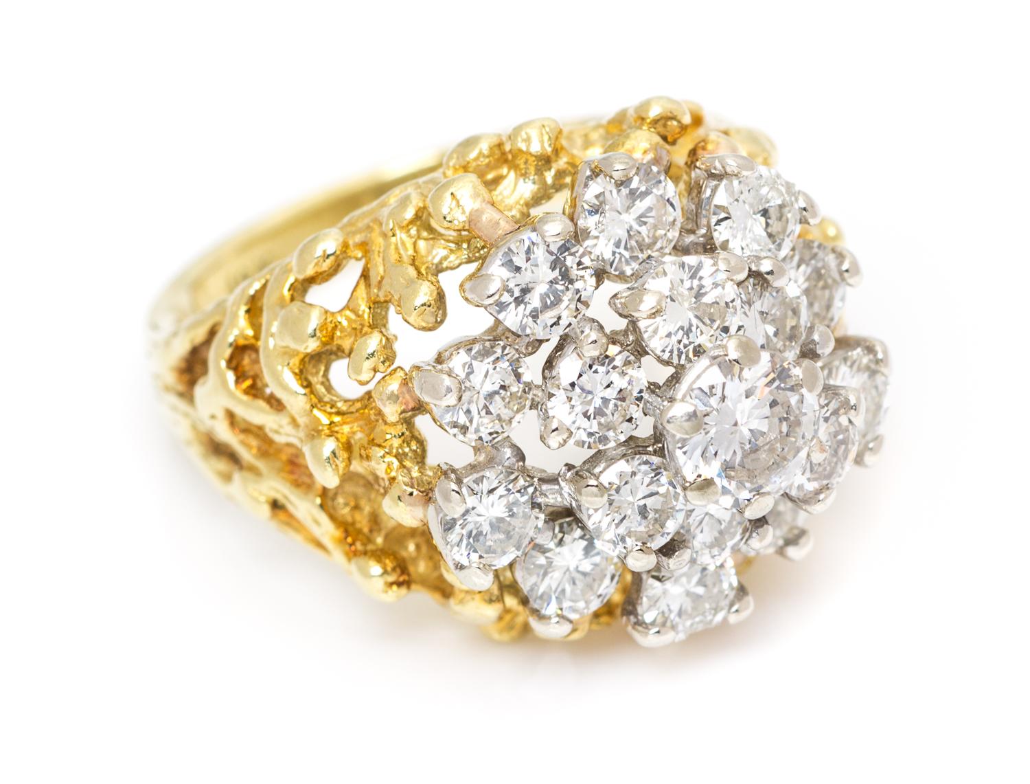 A Bicolor Gold and Diamond Cluster Ring, 8.40 dwts.