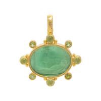 Elizabeth Locke, Peridot and Green Venetian Glass Intaglio Pendant