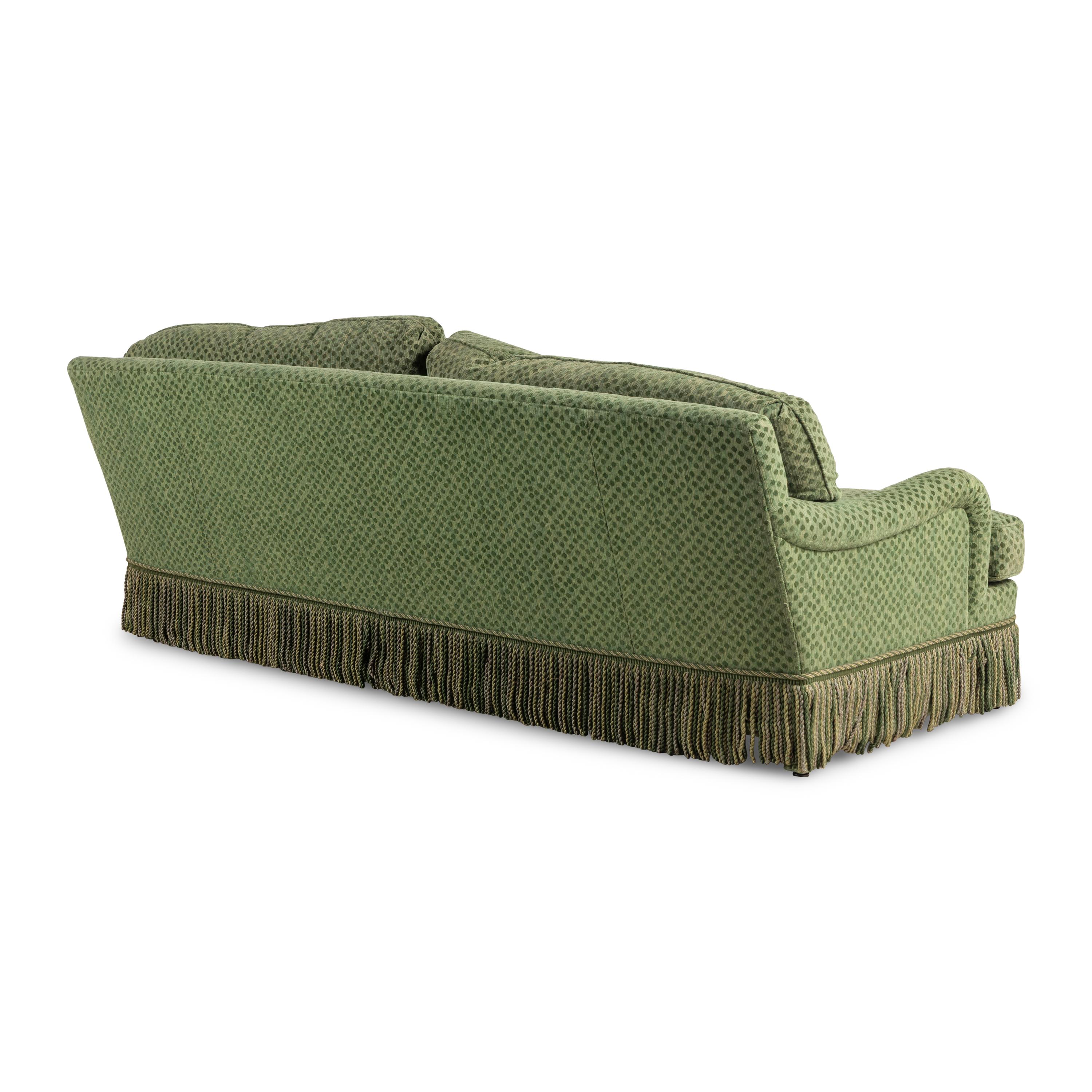 A Custom Two-Cushion Sofa with Bullion Fringe