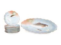 A Limoges Hand Painted Porcelain Fish Service — 19TH/20TH CENTURY