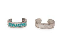 Zuni Silver and Turquoise Channel Inlaid Cuff Bracelet, PLUS