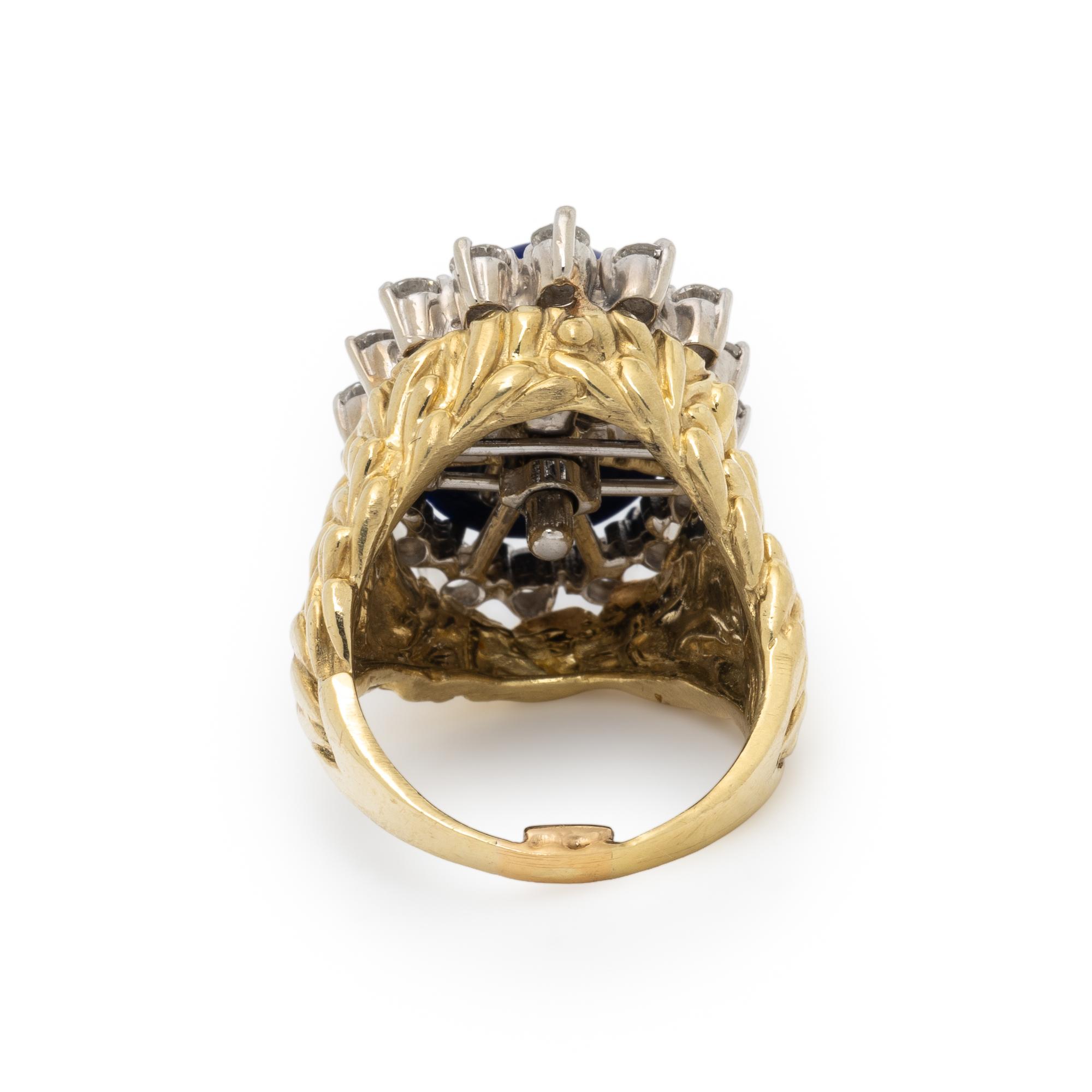 LAPIS LAZULI, DIAMOND, AND YELLOW GOLD RING