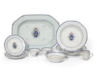 A group of ten Chinese Export porcelain tablewares from the "Reid Service," made for the French or English Market, circa 1770-1785