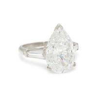 LASER DRILLED PEAR SHAPED DIAMOND AND PLATINUM RING