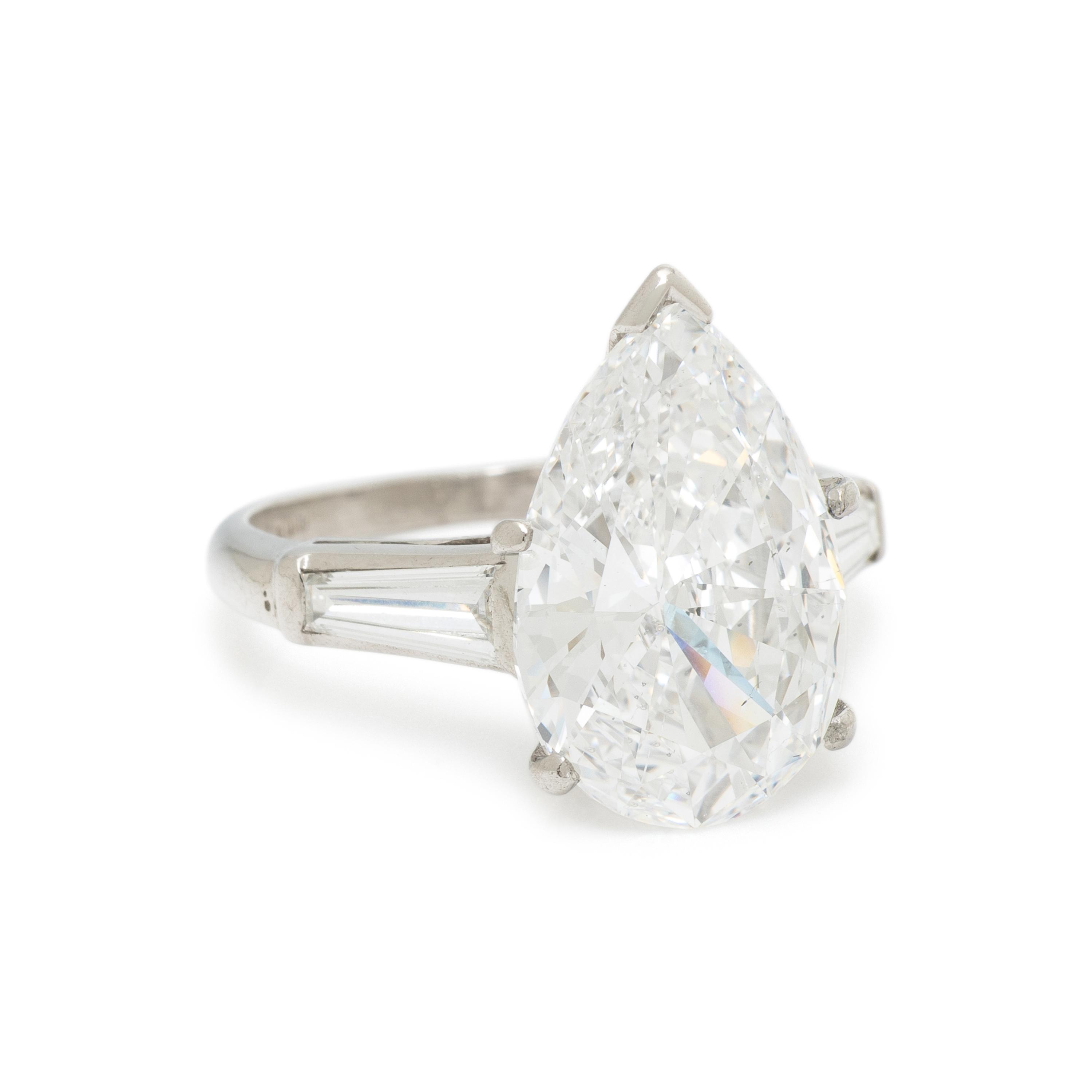 LASER DRILLED PEAR SHAPED DIAMOND AND PLATINUM RING