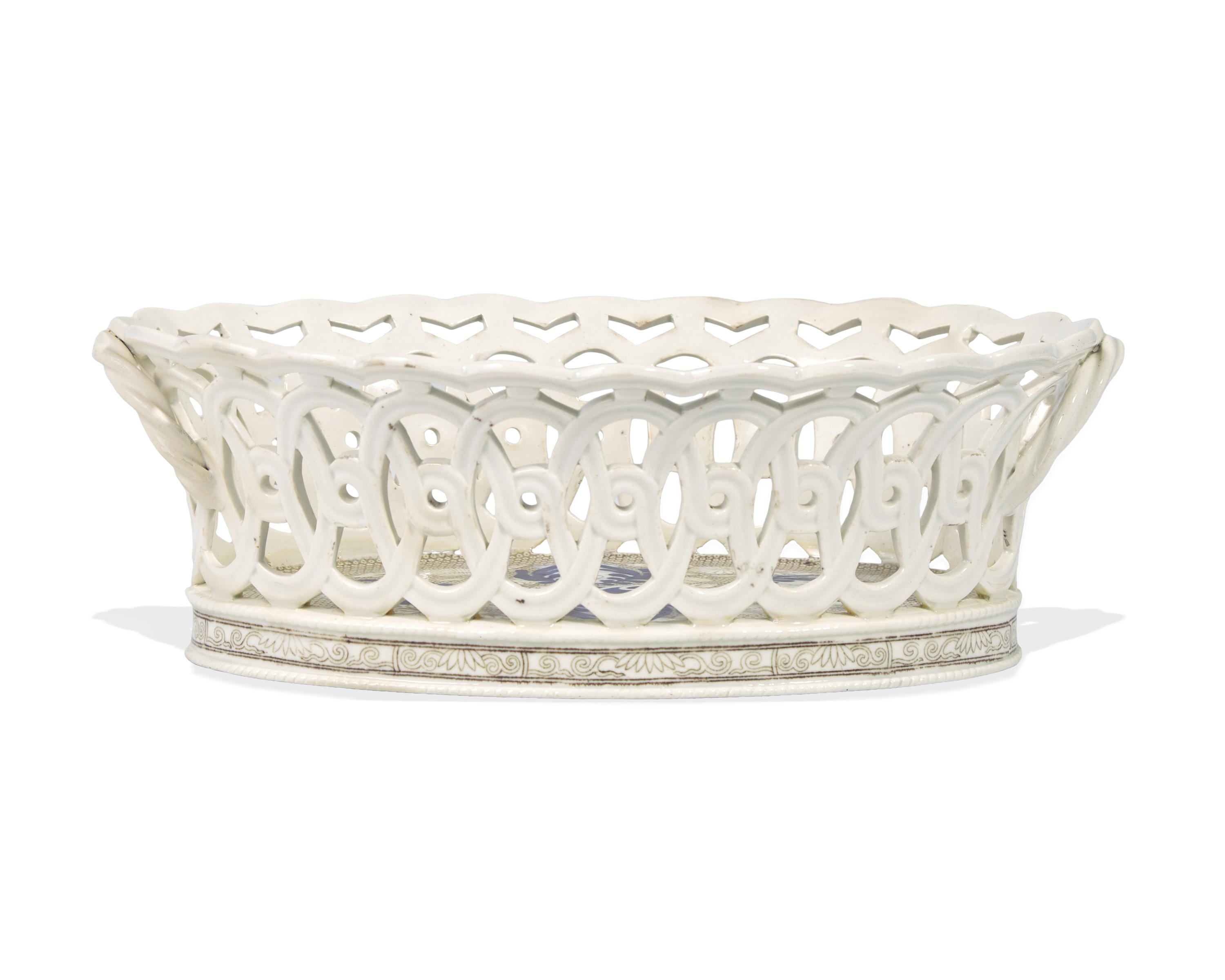 A Wedgwood Transfer Printed Creamware Basket