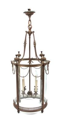A Louis XVI Gilt Bronze Hanging Lantern Height 38 inches.