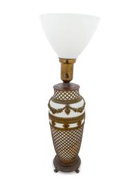 A French Gilt Metal Mounted Glass Lamp