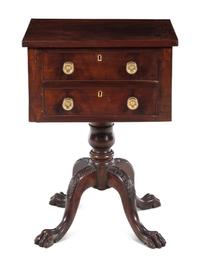 A Late Classical Carved and Figured Mahogany Work Table