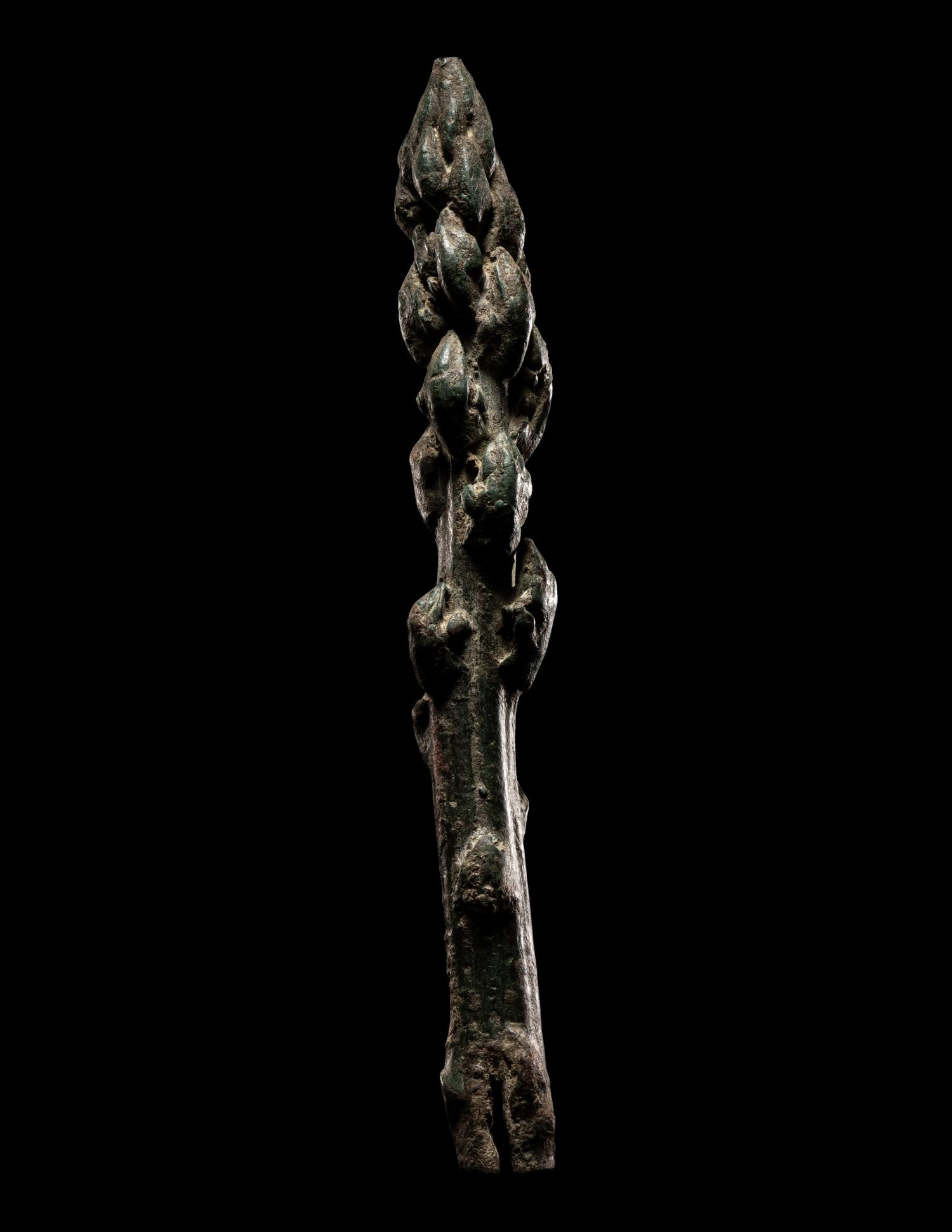 A Roman Bronze Asparagus and a Roman Bronze Hand Pin