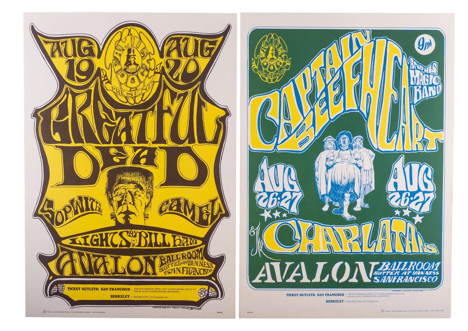 [MUSIC] -- [POSTERS]. MOUSE, Stanley, and KELLEY, Alton, artists. A group of 8 Family Dog posters from 1966, comprising: