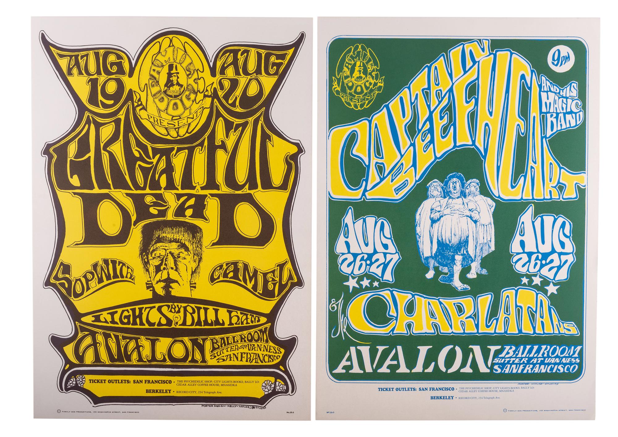 [MUSIC] -- [POSTERS]. MOUSE, Stanley, and KELLEY, Alton, artists. A group of 8 Family Dog posters from 1966, comprising: