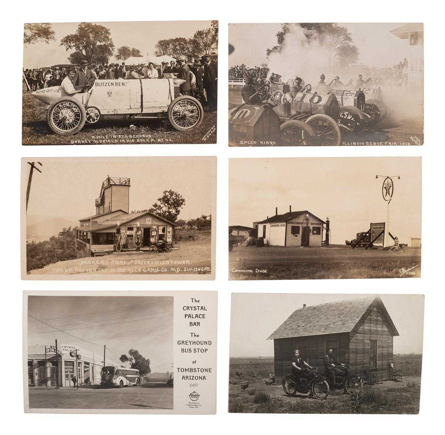 [EARLY PHOTOGRAPHY] -- [TRANSPORTATION]. A group of 23 real photo postcards of trains, ships, airplanes, automobiles, wrecks, and more.