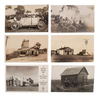 [EARLY PHOTOGRAPHY] -- [TRANSPORTATION]. A group of 23 real photo postcards of trains, ships, airplanes, automobiles, wrecks, and more.