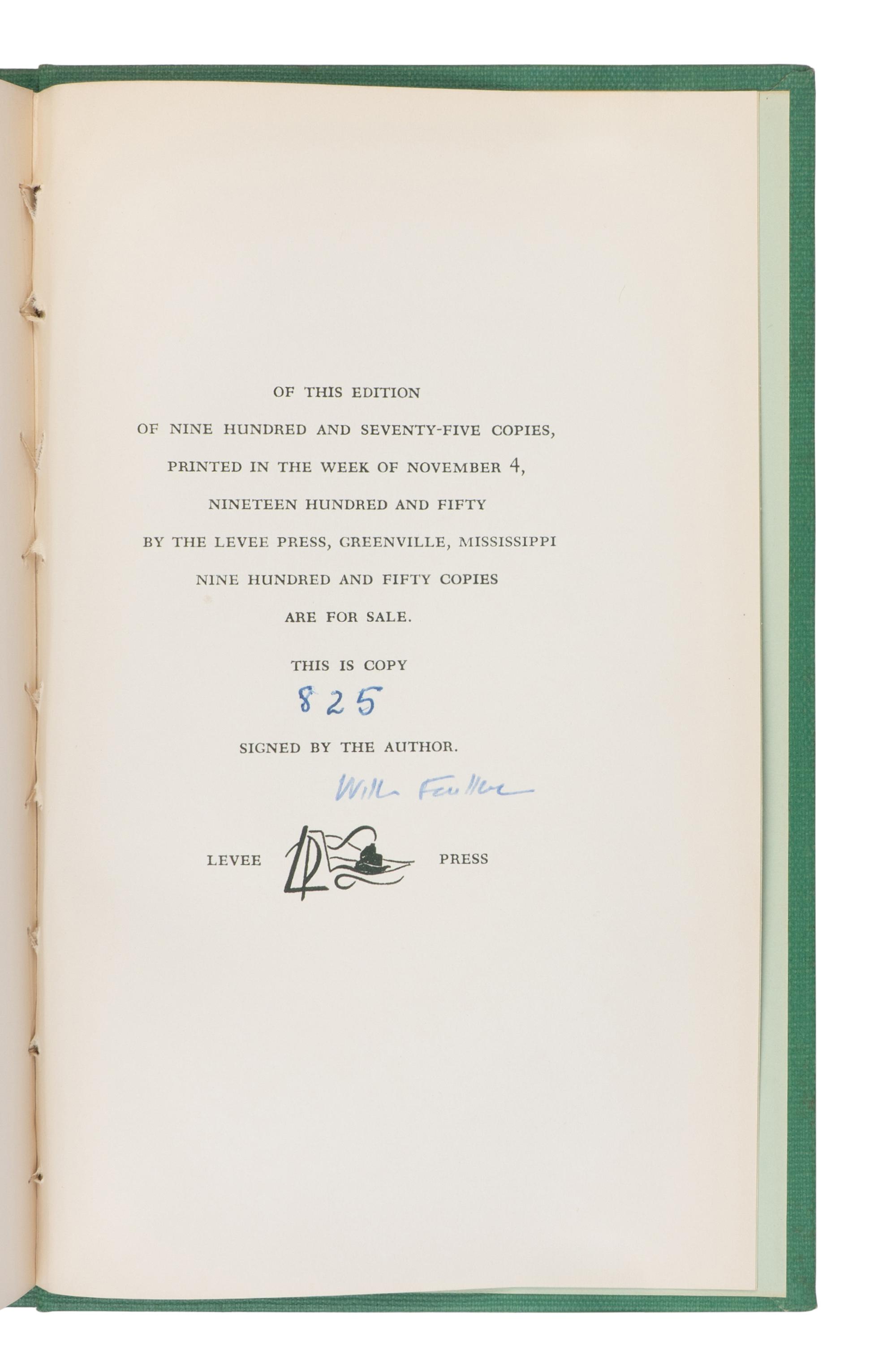 FAULKNER, William (1897-1962). Notes on a Horse Thief . Greenville, MS: The Levee Press, 1950.