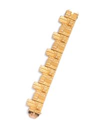 A Brutalist 14 Karat Yellow Gold Bracelet, Bjorn Weckstrom for Lapponia, Circa 1976,