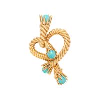 TIFFANY & CO., SCHLUMBERGER, YELLOW GOLD AND TURQUOISE BROOCH