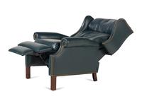 A Pair of George III Style Mahogany and Leather Upholstered Reclining Wingback Chairs