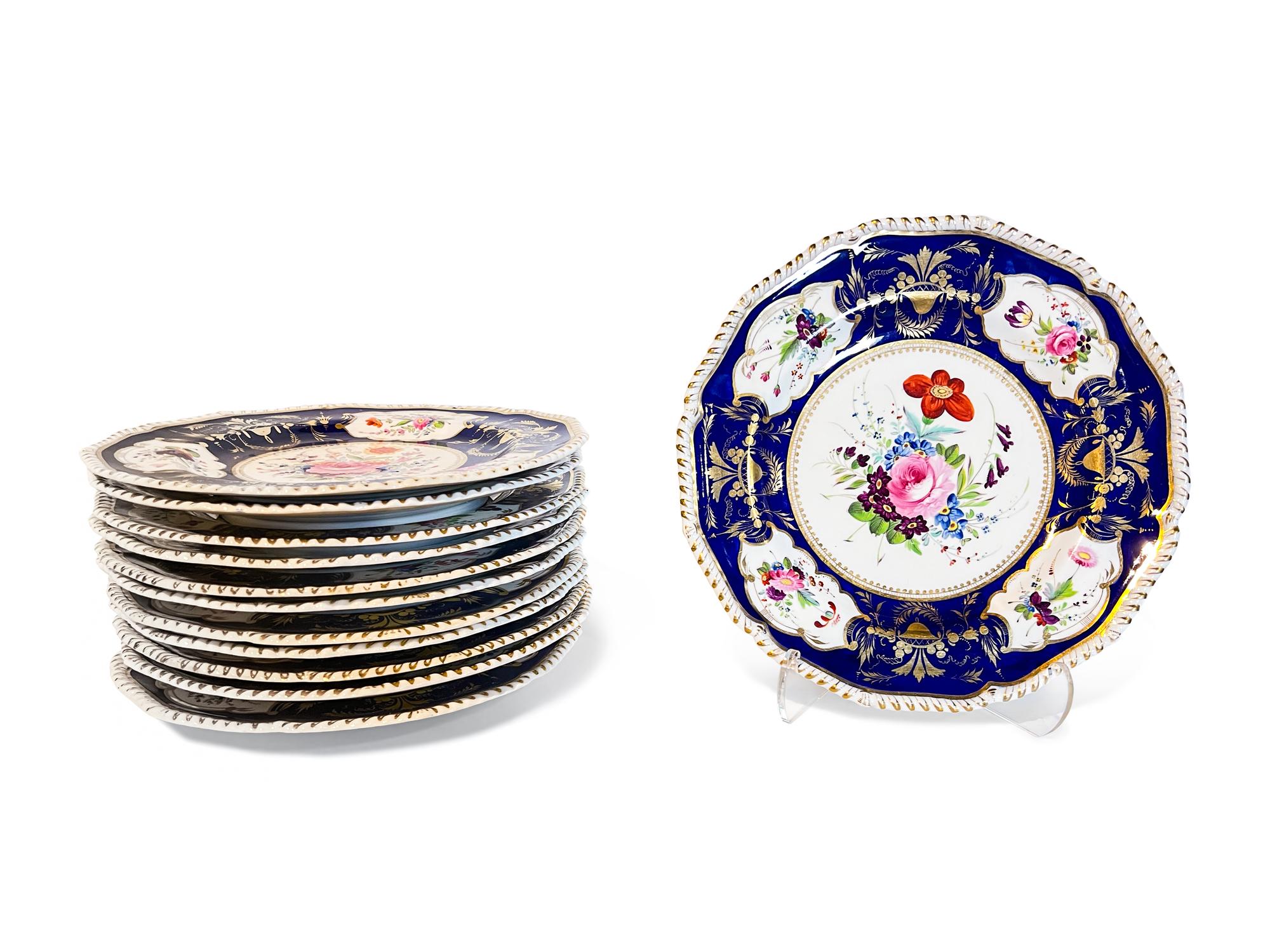 A Set of Twelve Bloor Derby Porcelain Plates