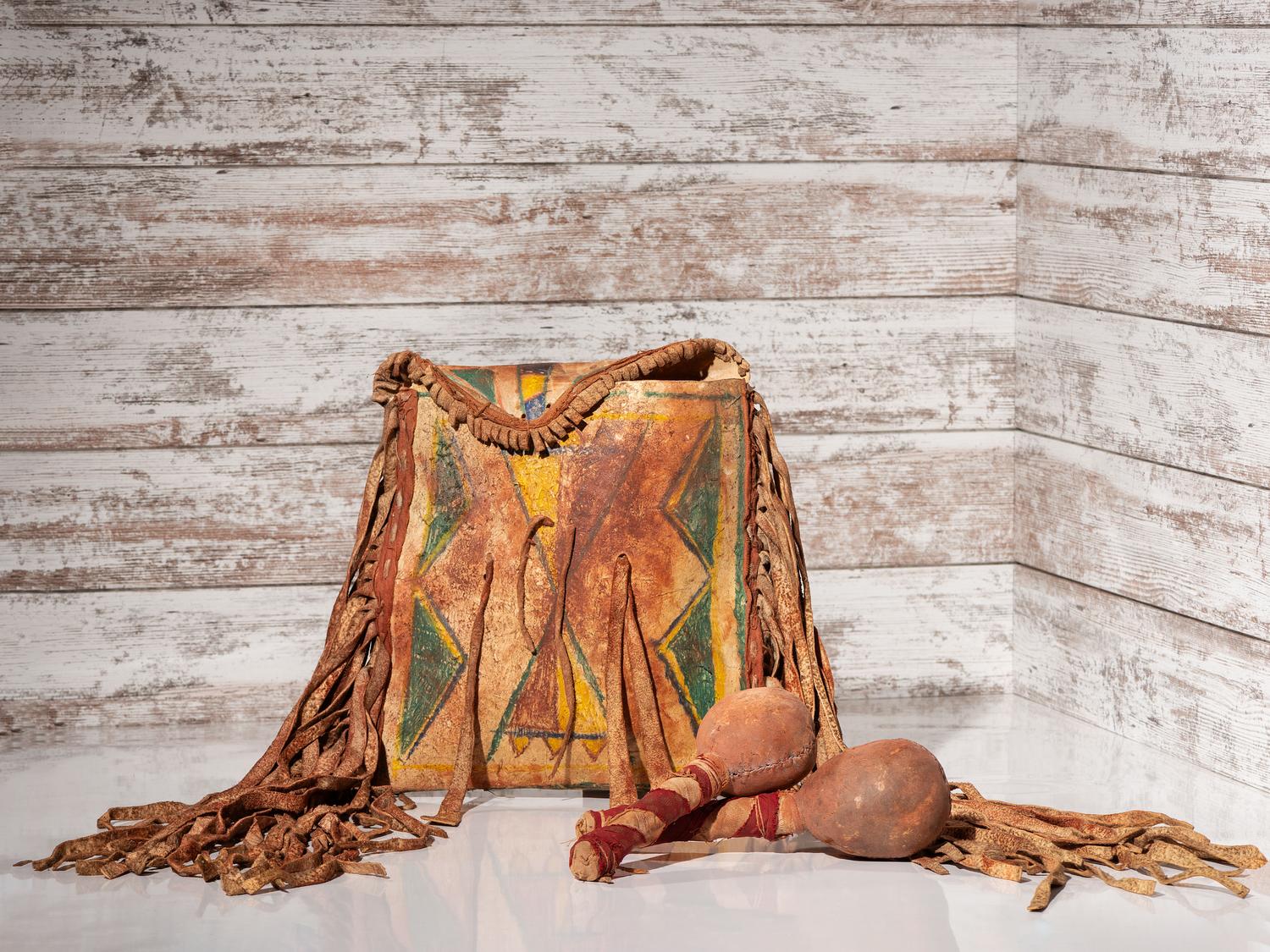 Plains Painted Parfleche Envelope PLUS Rattles