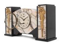 An Art Deco Gilt Metal Mounted Marble Mantel Clock