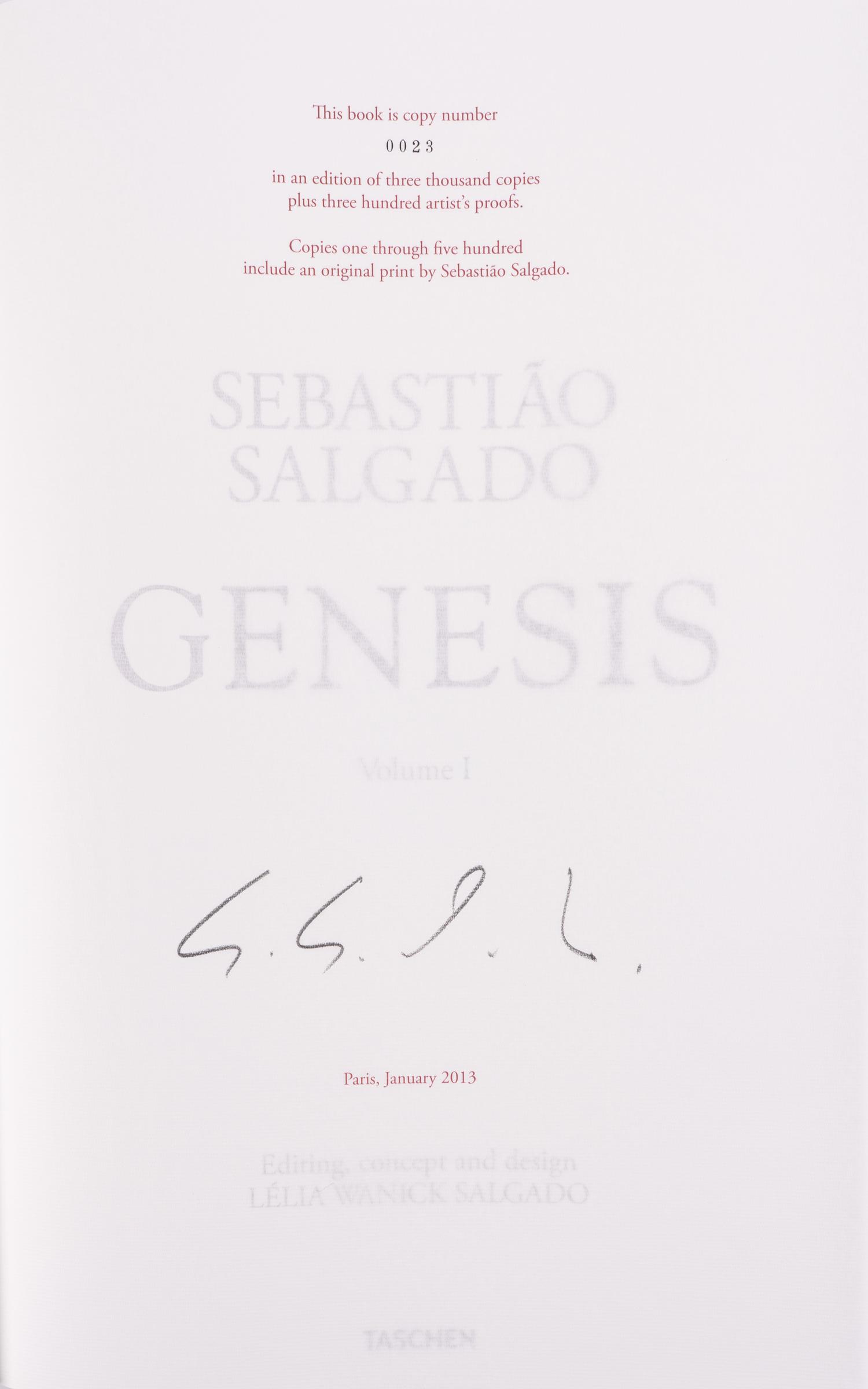 Genesis: Art Edition, Taschen, Paris 2013 (SUMO in two volumes together with booklet, varnished cherry wood lectern designed by Tadao Ando, and signed gelatin silver print Two Mursi Women, Omo Valley, Ethiopia )