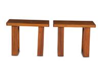 A Pair of Chinese Elm Side Tables