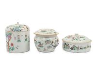 Three Chinese Famille Rose Covered Vessels